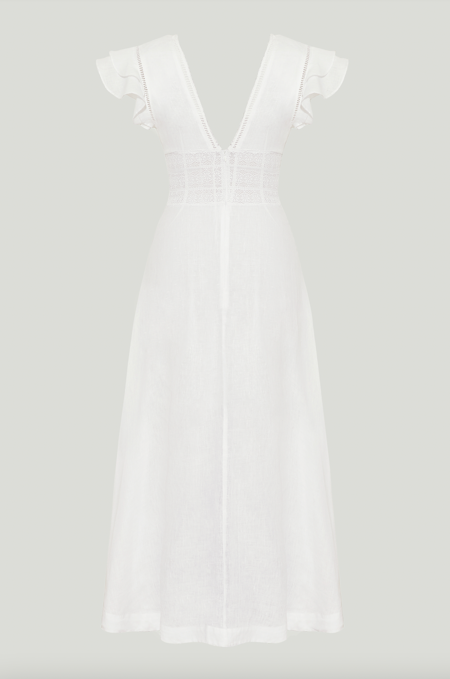 This dreamy dress is perfect for brides-to-be and summer events alike. With delicate lace inserts and trims, ruffled sleeves, and a romantic, versatile white hue, the Basel is your hero white dress. 